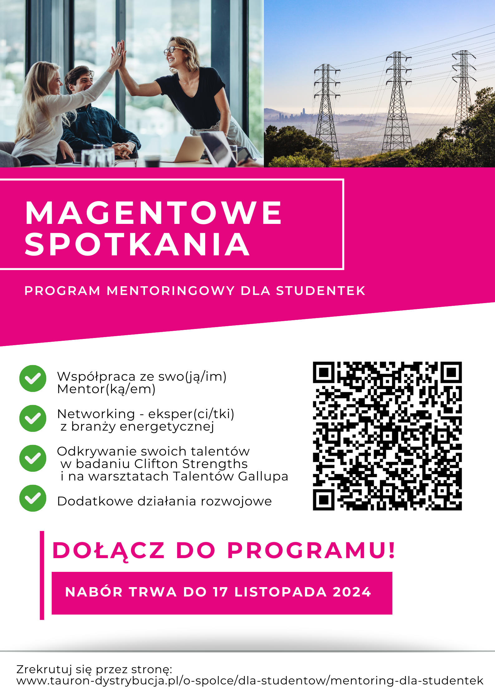 grafika ozdobnikowa, plakat, tekst: magnetowe spotkania