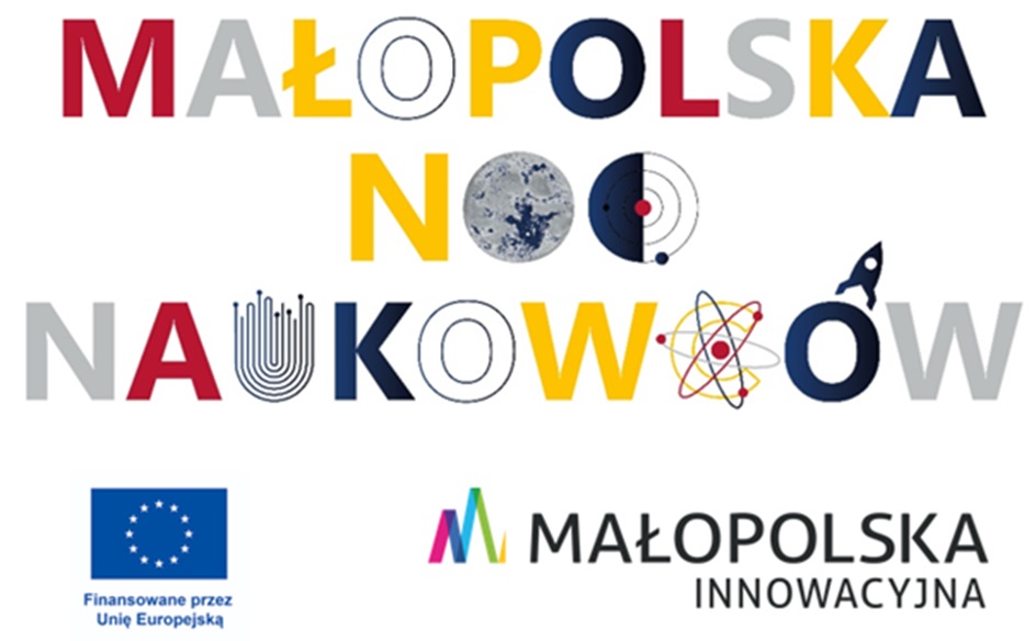 grafika ozdobnikowa, tekst: Małopolska Noc Naukowców