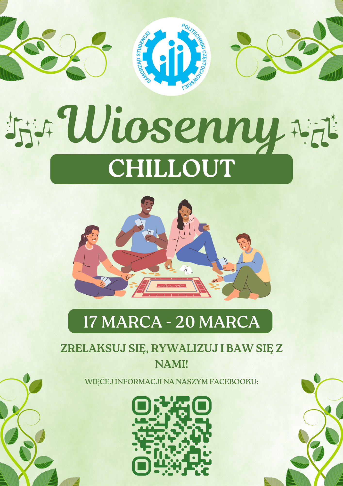 plakat, wiosenny chillout, grafika ozdobnikowa