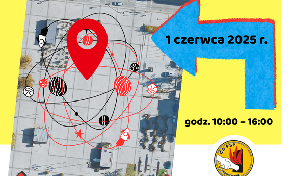 grafika ozdobnikowa, tekst: 1. Akademicki Piknik z &#34;Nauką i Sztuką&#34; - 1 czerwca 2025 r.  Miejsce: Plac Biegańskiego w Częstochowie  Organizatorzy:  Miasto Częstochowa, Politechnika Częstochowska, Uniwersytet Jana Długosza w Częstochowie, Centralna Szkoła Państwowej Straży Pożarnej
