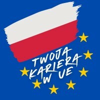 grafika ozdobnikowa, barwy Polski i UE, tekst: Twoja kariera w UE