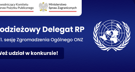 grafika ozdobnikowa, tekst: Młodzieżowy Delegat RP na 81. sesję Zgromadzenia Ogólnego Narodów Zjednoczonych