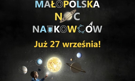 grafika ozdobnikowa, tekst:  Małopolska Noc Naukowców